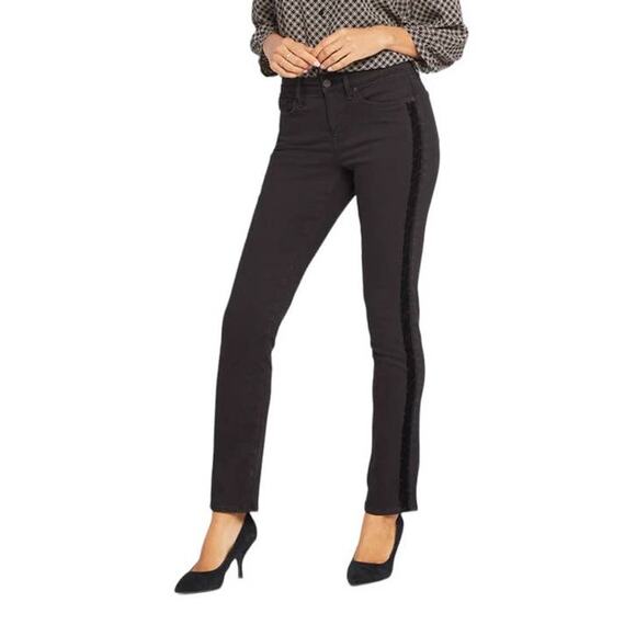 NYDJ jeans black Sherri Slim with side seam flocking - Picture 1 of 5